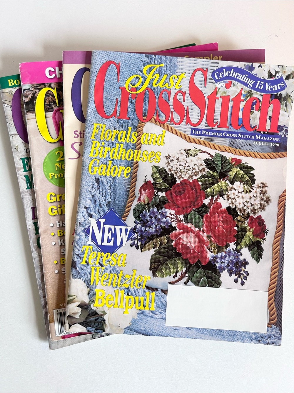 4 vintage cross stitch pattern magazines - summer